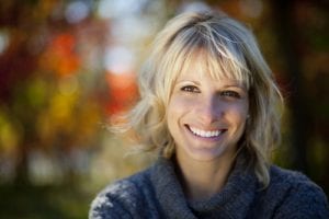 Woman smiling at the park