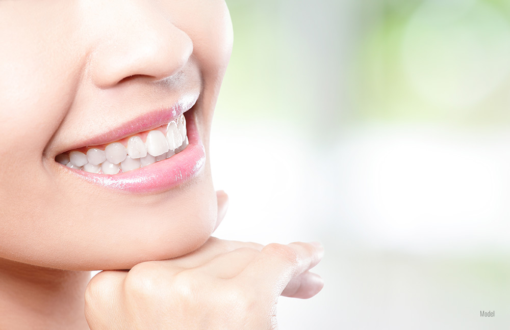 close up of woman's smiling teeth